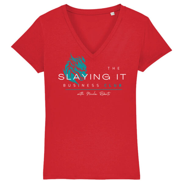 Slaying It Business Club V-Neck T-Shirt (Red) Thumbnail